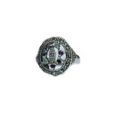 Кольцо  серебряное с изумрудом, рубинами сапфирами (5,01344)